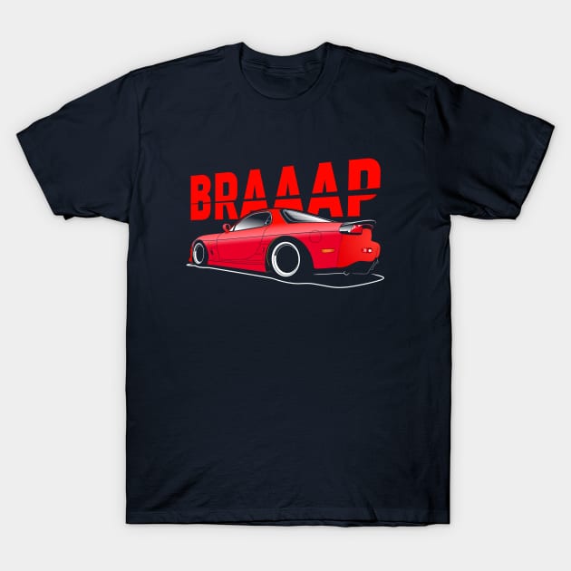 BRAAAP rx7 (red) T-Shirt by Rezall Revolution